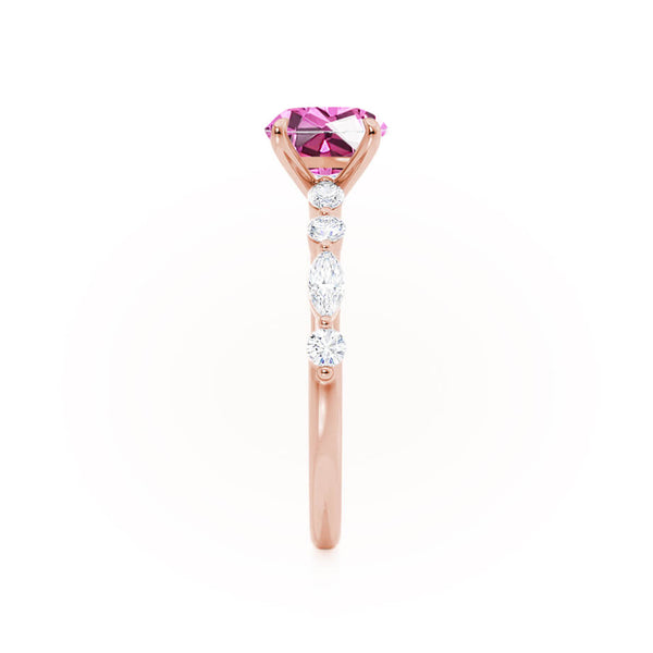 ALLURE - Chatham® Round Pink Sapphire Solitaire Engagement Ring 18k Rose Gold