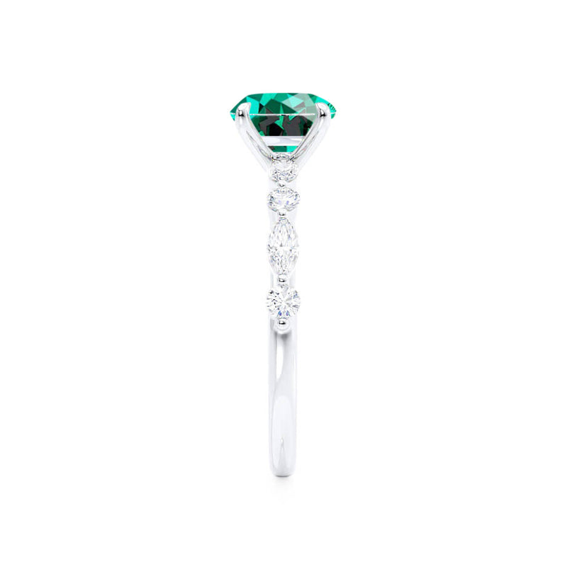 ALLURE - Chatham® Round Emerald Solitaire Engagement Ring 18k White Gold