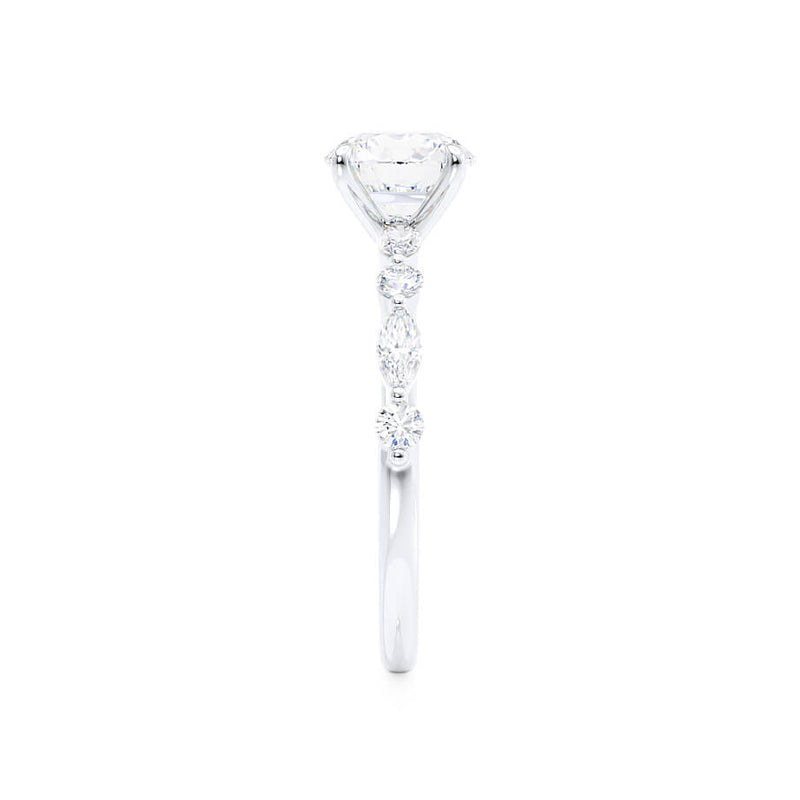 ALLURE - Oval Moissanite & Diamond Platinum Scatter Ring Engagement Ring Lily Arkwright