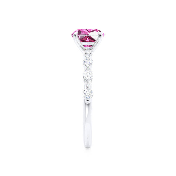 ALLURE - Chatham® Round Pink Sapphire Solitaire Engagement Ring 18k White Gold