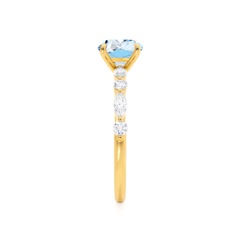 ALLURE - Chatham® Round Aqua Spinel Solitaire Engagement Ring 18k Yellow Gold