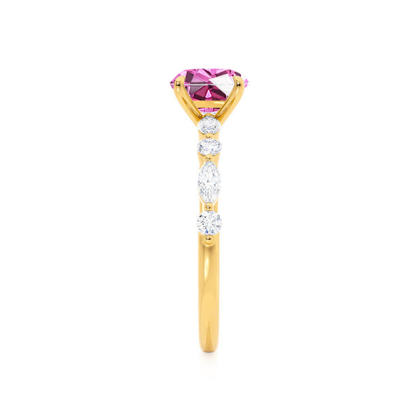 ALLURE - Chatham® Round Pink Sapphire Solitaire Engagement Ring 18k Yellow Gold