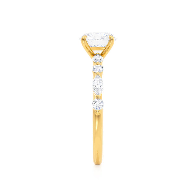 ALLURE - Oval Natural Diamond 18k Yellow Gold Scatter Ring Engagement Ring Lily Arkwright