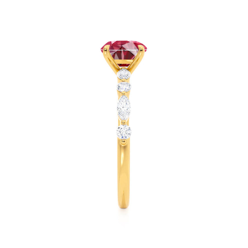 ALLURE - Chatham® Round Ruby Solitaire Engagement Ring 18k Yellow Gold