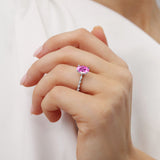ALLURE - Chatham® Oval Pink Sapphire Solitaire Engagement Ring 18k White Gold
