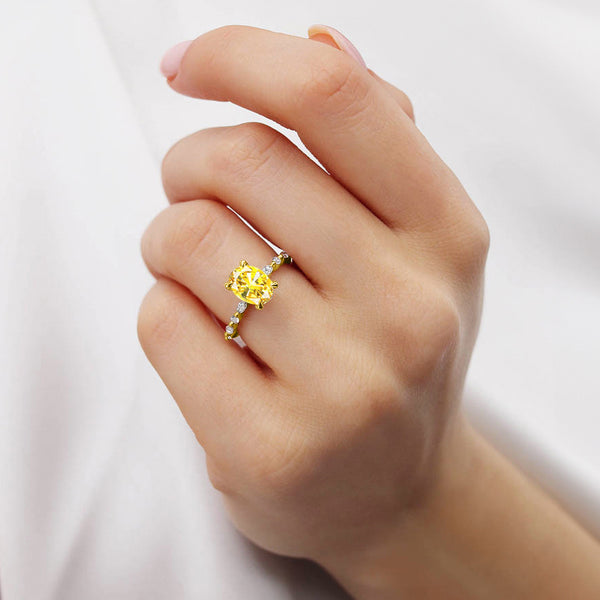 ALLURE - Chatham® Oval Yellow Sapphire Solitaire Engagement Ring 18k Yellow Gold
