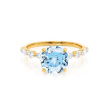 ALLURE - Chatham® Round Aqua Spinel Solitaire Engagement Ring 18k Yellow Gold