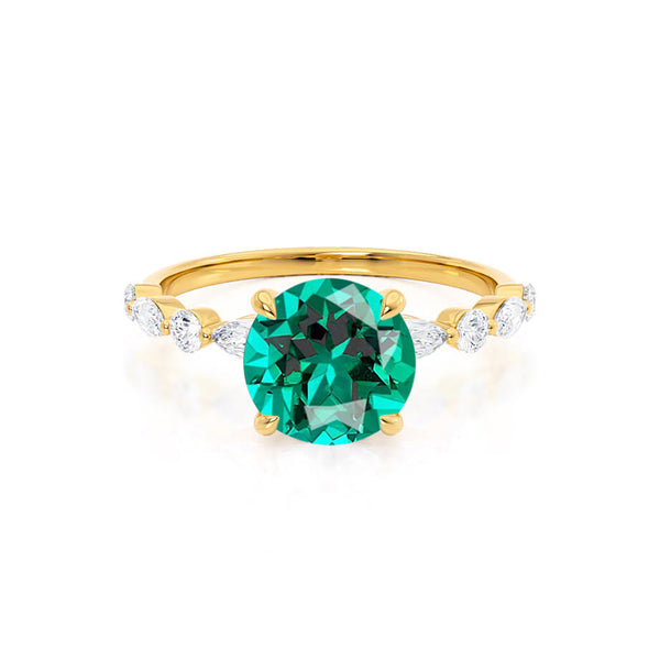 ALLURE - Chatham® Round Emerald Solitaire Engagement Ring 18k Yellow Gold