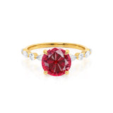ALLURE - Chatham® Round Ruby Solitaire Engagement Ring 18k Yellow Gold