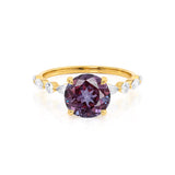 ALLURE - Chatham® Round Alexandrite Solitaire Engagement Ring 18k Yellow Gold