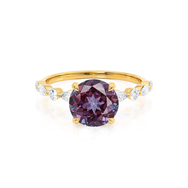 ALLURE - Chatham® Round Alexandrite Solitaire Engagement Ring 18k Yellow Gold