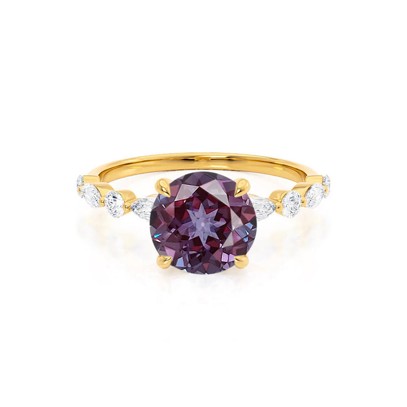 ALLURE - Chatham® Round Alexandrite Solitaire Engagement Ring 18k Yellow Gold