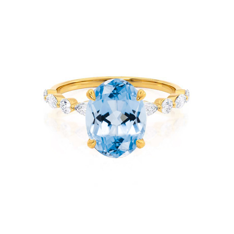 ALLURE - Chatham® Oval Aqua Spinel Solitaire Engagement Ring 18k Yello –  Lily Arkwright Diamond Rings