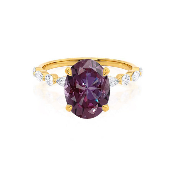 ALLURE - Chatham® Oval Alexandrite Solitaire Engagement Ring 18k Yellow Gold