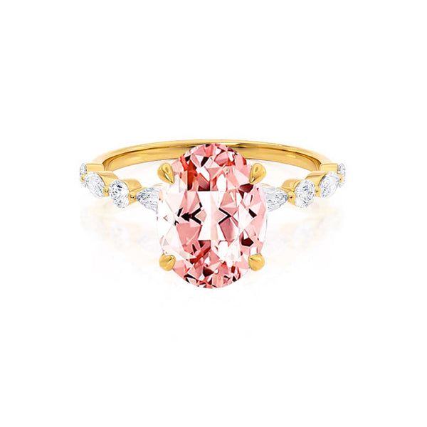 ALLURE - Chatham® Oval Champagne True Sapphire Solitaire Engagement Ring 18k Yellow Gold