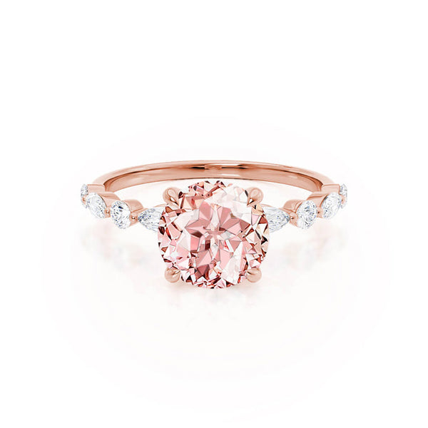 ALLURE - Chatham® Round Champagne True Sapphire Solitaire Engagement Ring 18k Rose Gold