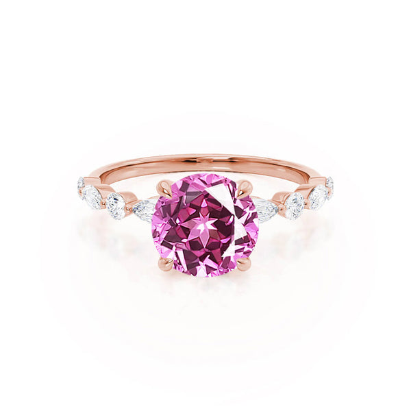 ALLURE - Chatham® Round Pink Sapphire Solitaire Engagement Ring 18k Rose Gold