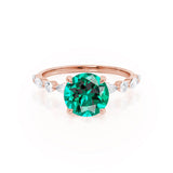 ALLURE - Chatham® Round Emerald Solitaire Engagement Ring 18k Rose Gold