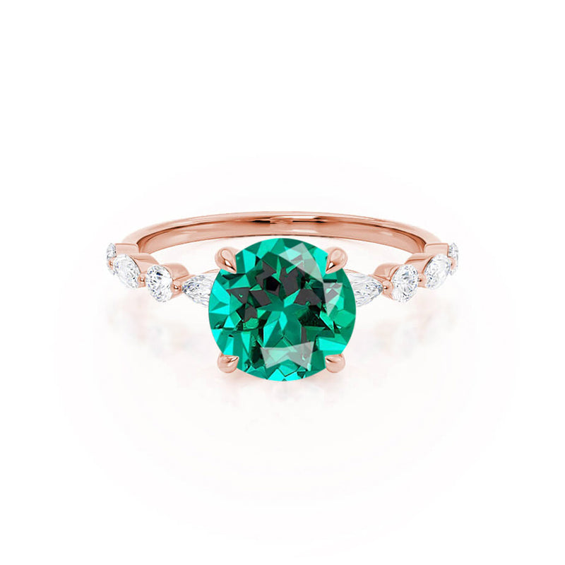 ALLURE - Chatham® Round Emerald Solitaire Engagement Ring 18k Rose Gold