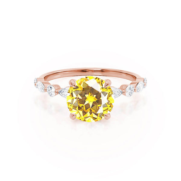 ALLURE - Chatham® Round Yellow Sapphire Solitaire Engagement Ring 18k Rose Gold