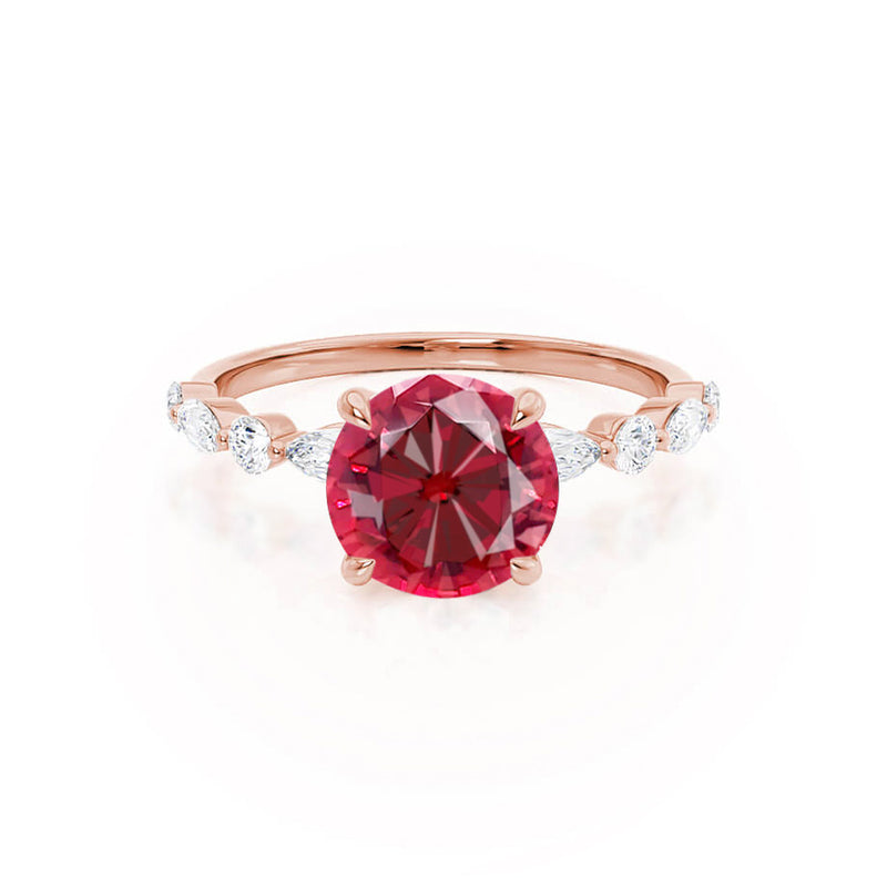 ALLURE - Chatham® Round Ruby Solitaire Engagement Ring 18k Rose Gold