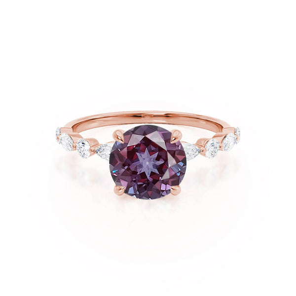 ALLURE - Chatham® Round Alexandrite Solitaire Engagement Ring 18k Rose Gold
