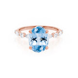 ALLURE - Chatham® Oval Aqua Spinel Solitaire Engagement Ring 18k Rose Gold
