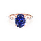 ALLURE - Chatham® Oval Blue Sapphire Solitaire Engagement Ring 18k Rose Gold