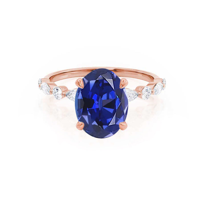 ALLURE - Chatham® Oval Blue Sapphire Solitaire Engagement Ring 18k Rose Gold