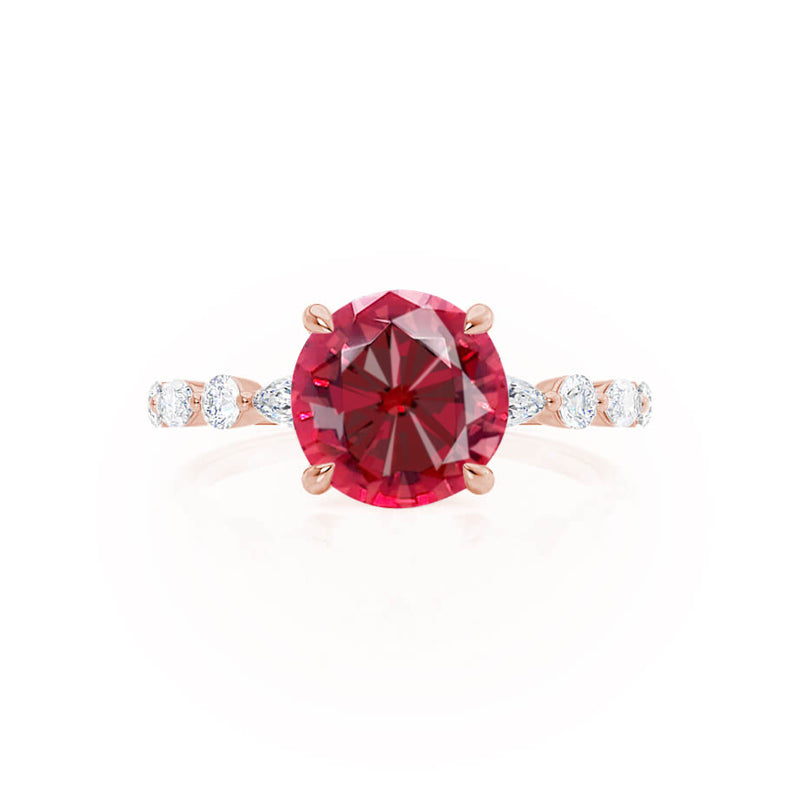 ALLURE - Chatham® Round Ruby Solitaire Engagement Ring 18k Rose Gold