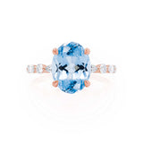 ALLURE - Chatham® Oval Aqua Spinel Solitaire Engagement Ring 18k Rose Gold