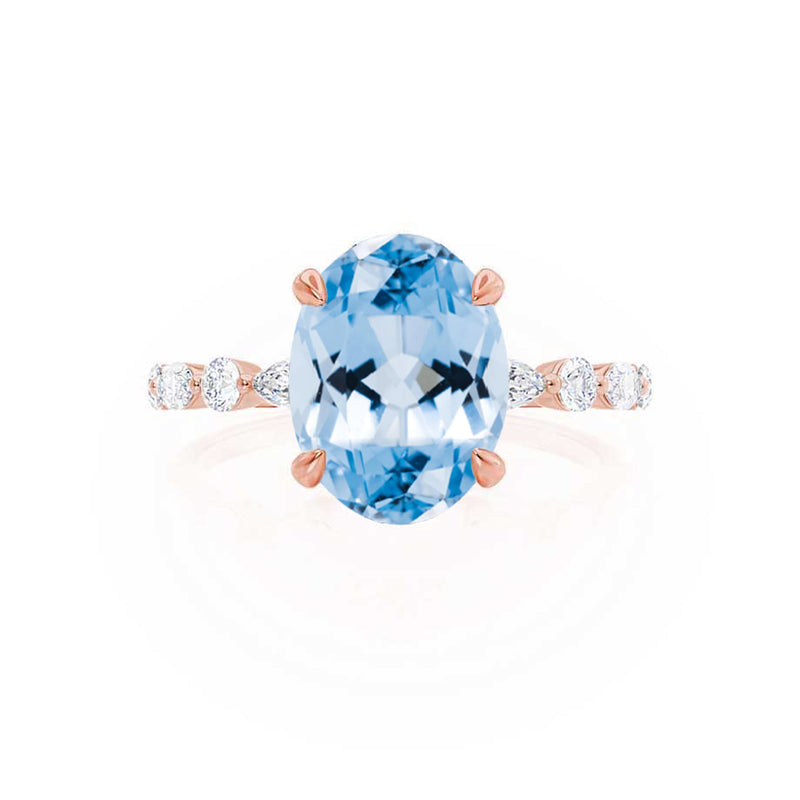 ALLURE - Chatham® Oval Aqua Spinel Solitaire Engagement Ring 18k Rose Gold