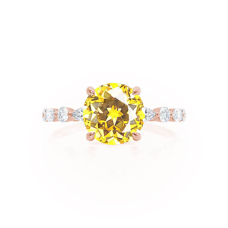 ALLURE - Chatham® Round Yellow Sapphire Solitaire Engagement Ring 18k Rose Gold