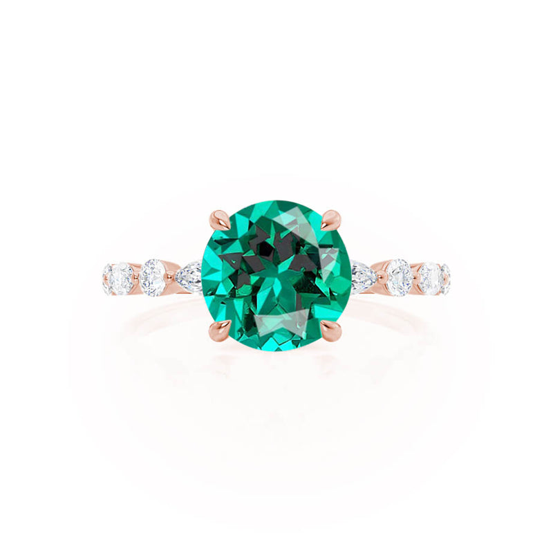 ALLURE - Chatham® Round Emerald Solitaire Engagement Ring 18k Rose Gold