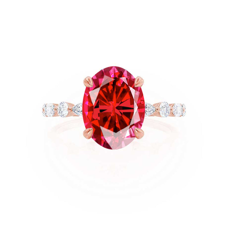ALLURE - Chatham® Oval Ruby Solitaire Engagement Ring 18k Rose Gold