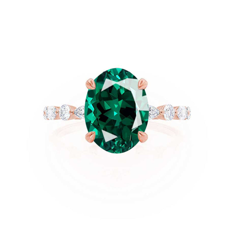 ALLURE - Chatham® Oval Emerald Solitaire Engagement Ring 18k Rose Gold