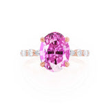 ALLURE - Chatham® Oval Pink Sapphire Solitaire Engagement Ring 18k Rose Gold
