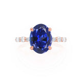 ALLURE - Chatham® Oval Blue Sapphire Solitaire Engagement Ring 18k Rose Gold