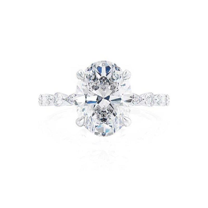  Allure 1.50ct Oval Cut E Colour Lab Diamond 950 Platinum Scatter Ring Lily Arkwright 