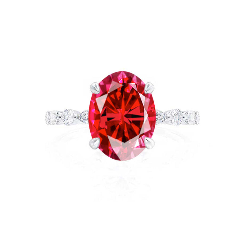 ALLURE - Chatham® Oval Ruby Solitaire Engagement Ring 18k White Gold