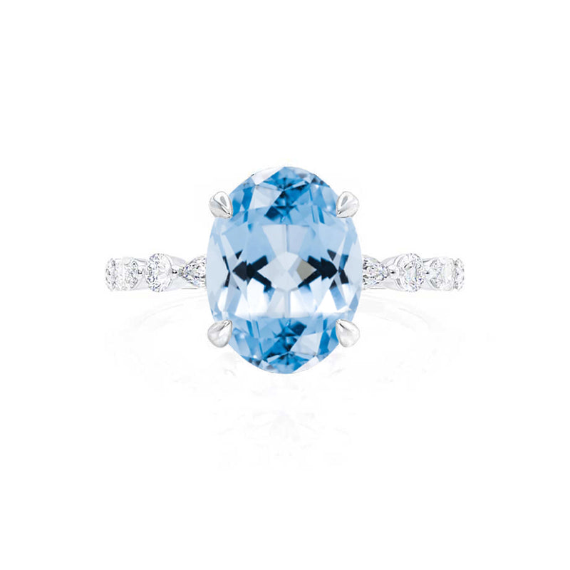 ALLURE - Chatham® Oval Aqua Spinel Solitaire Engagement Ring 950 Platinum