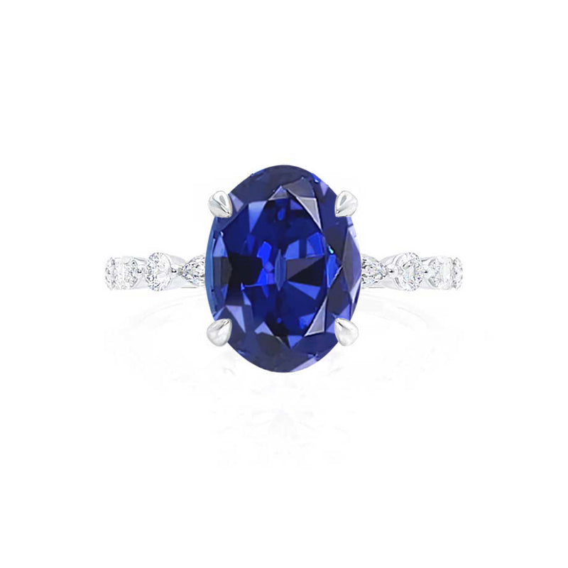 ALLURE Chatham® Oval Blue Sapphire Solitaire Engagement Ring 18k