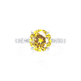 ALLURE - Chatham® Round Yellow Sapphire Solitaire Engagement Ring 18k White Gold