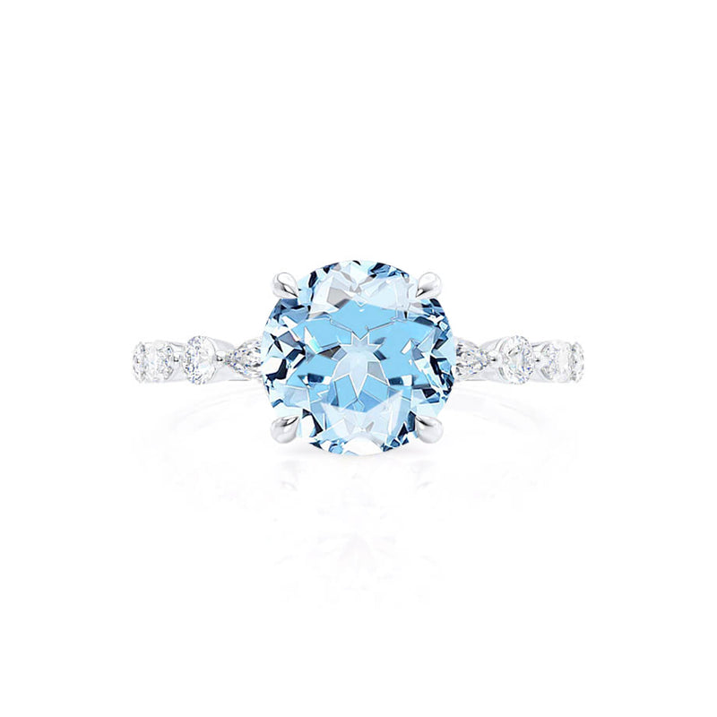 ALLURE - Chatham® Round Aqua Spinel Solitaire Engagement Ring 950 Platinum