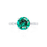 ALLURE - Chatham® Round Emerald Solitaire Engagement Ring 18k White Gold