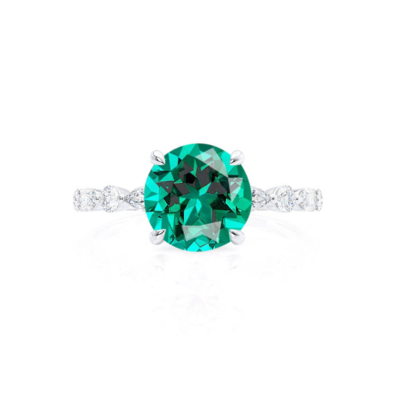 ALLURE - Chatham® Round Emerald Solitaire Engagement Ring 18k White Gold
