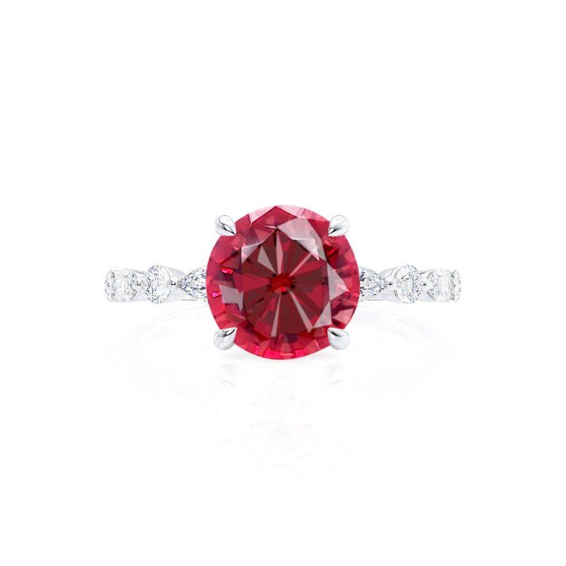 ALLURE - Chatham® Round Ruby Solitaire Engagement Ring 18k White Gold