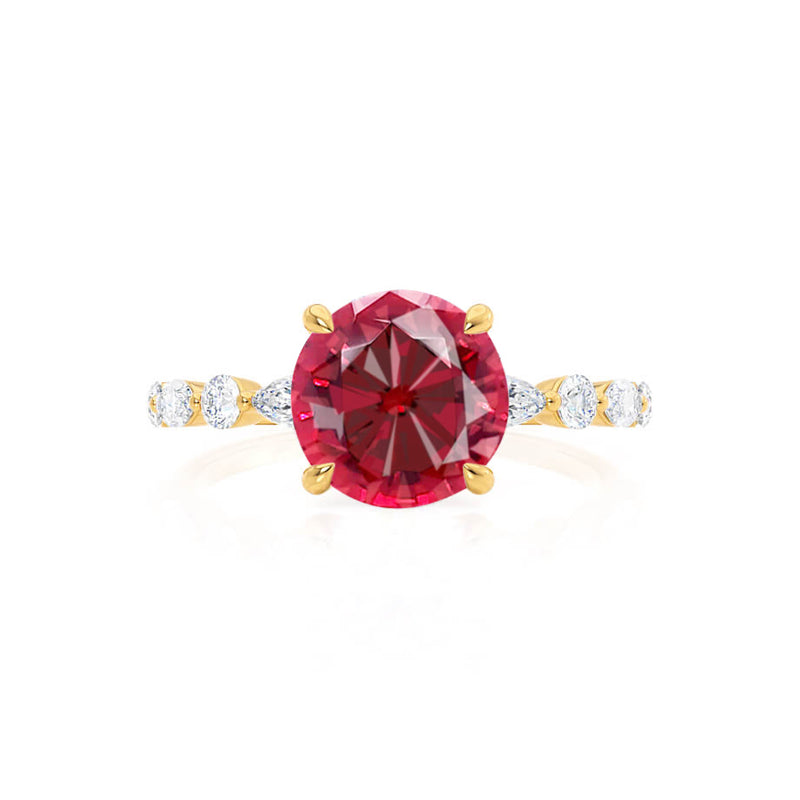 ALLURE - Chatham® Round Ruby Solitaire Engagement Ring 18k Yellow Gold