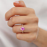 ALLURE - Chatham® Oval Pink Sapphire Solitaire Engagement Ring 18k Rose Gold