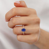 ALLURE - Chatham® Oval Blue Sapphire Solitaire Engagement Ring 18k Rose Gold